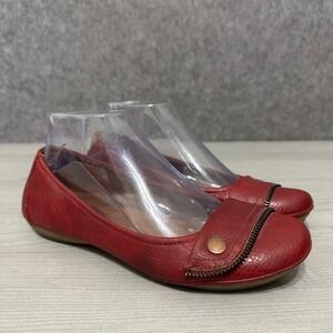 EuroSoft by Sofft Sena Women's Sz 7 Red Zipper Accent Ballet Flats 1032309